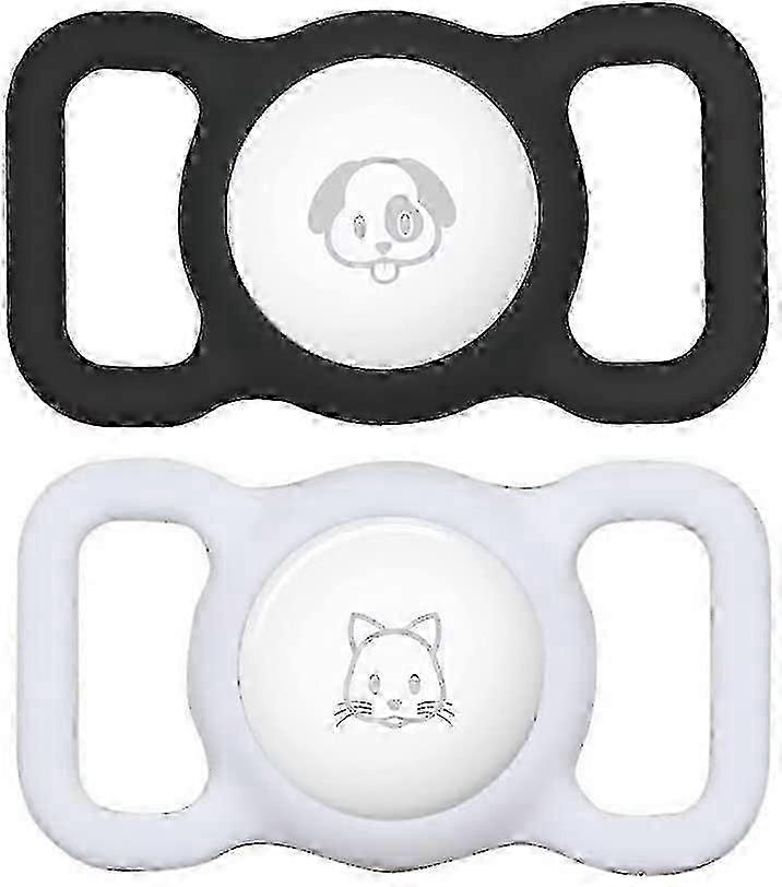 Airtag Dog Collar Holder (2 Pack) Compatible With Apple Airtag Cat Collar Holder, Air Tag Holder For Pet Collar, Air Tag Case Cover For Gps TrackerBla