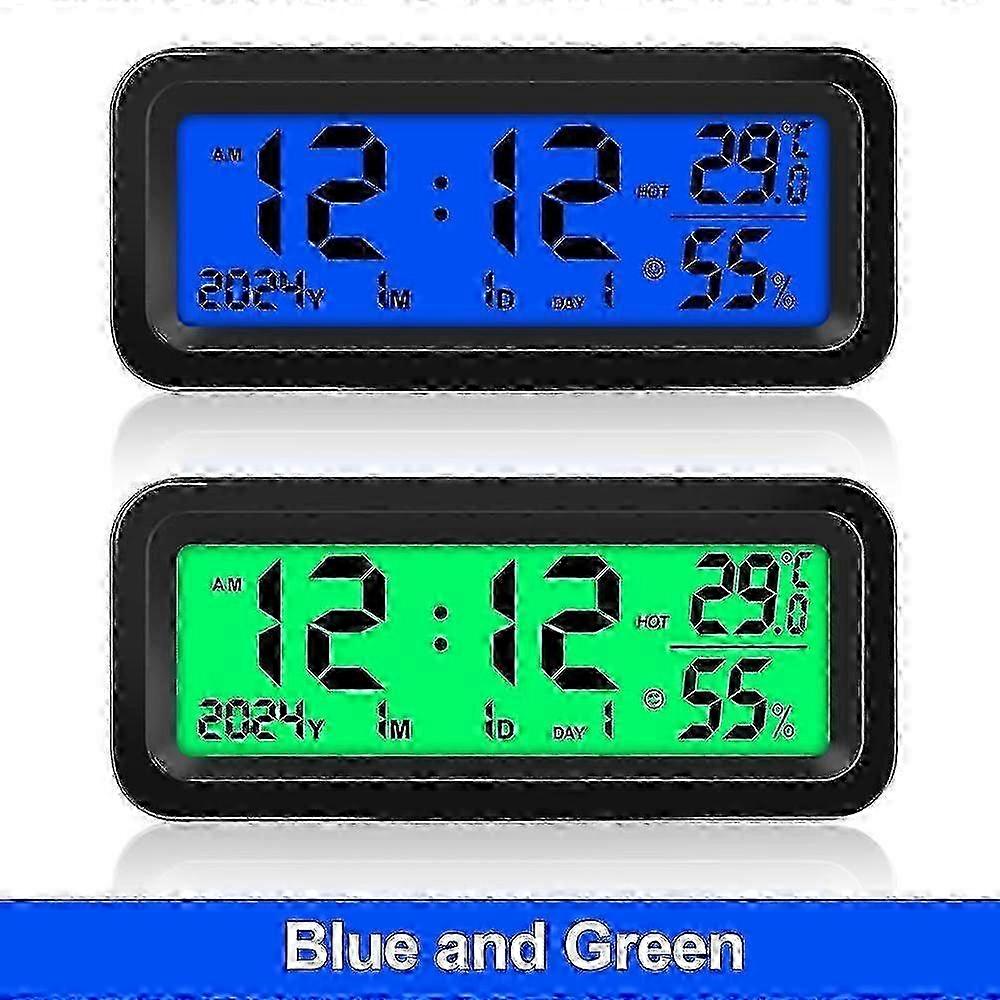 Solar Car Digital Clock Date Week Temperature Humidity LCD Display for Dashboard Car Clock Automobiles Internal Thermometer Hygrometer Stick-On