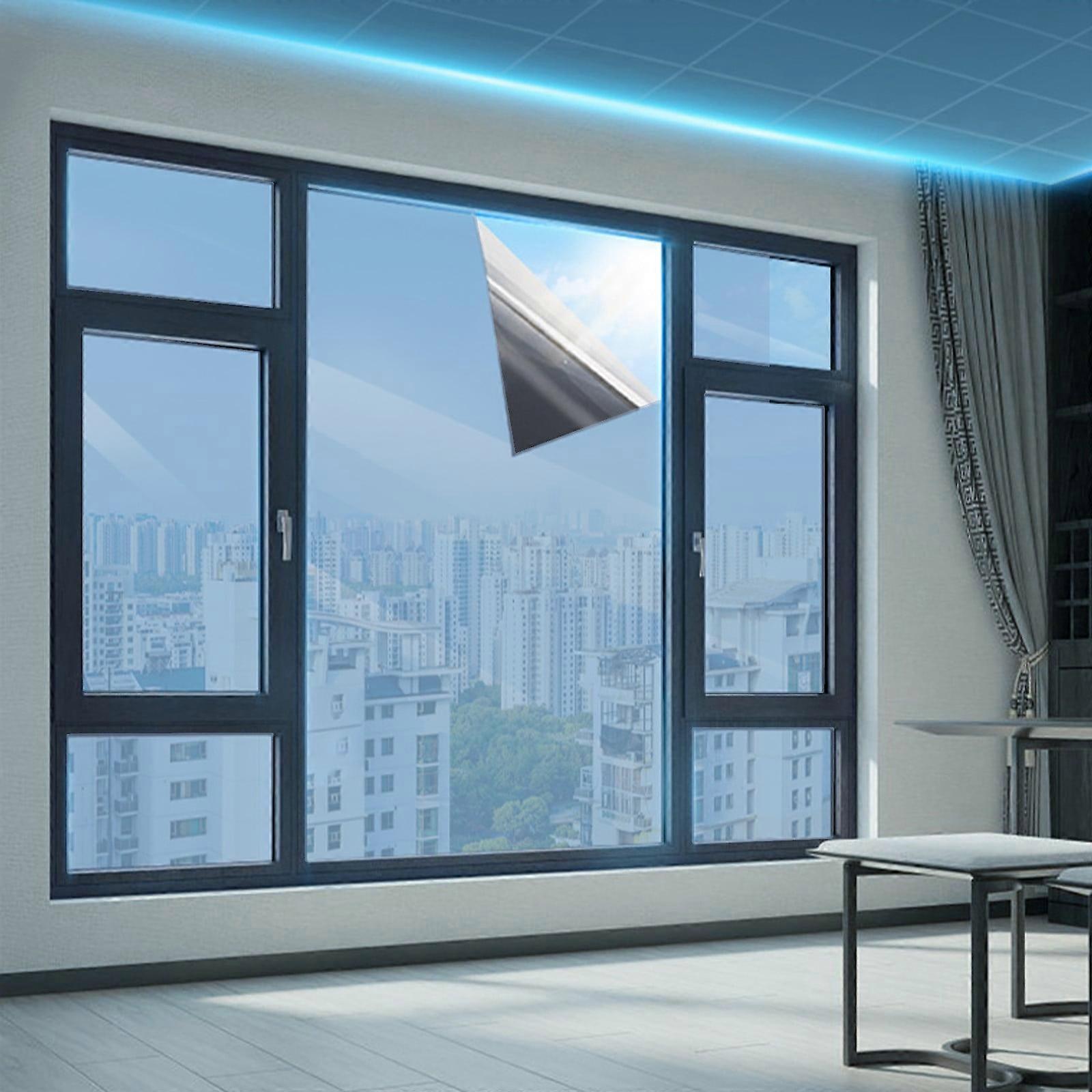 Yyuenw One Way Privacy Window Film, Heat Blocking Removable Tint for Home Office, See Out Not In, Reflective Film for Heat Control