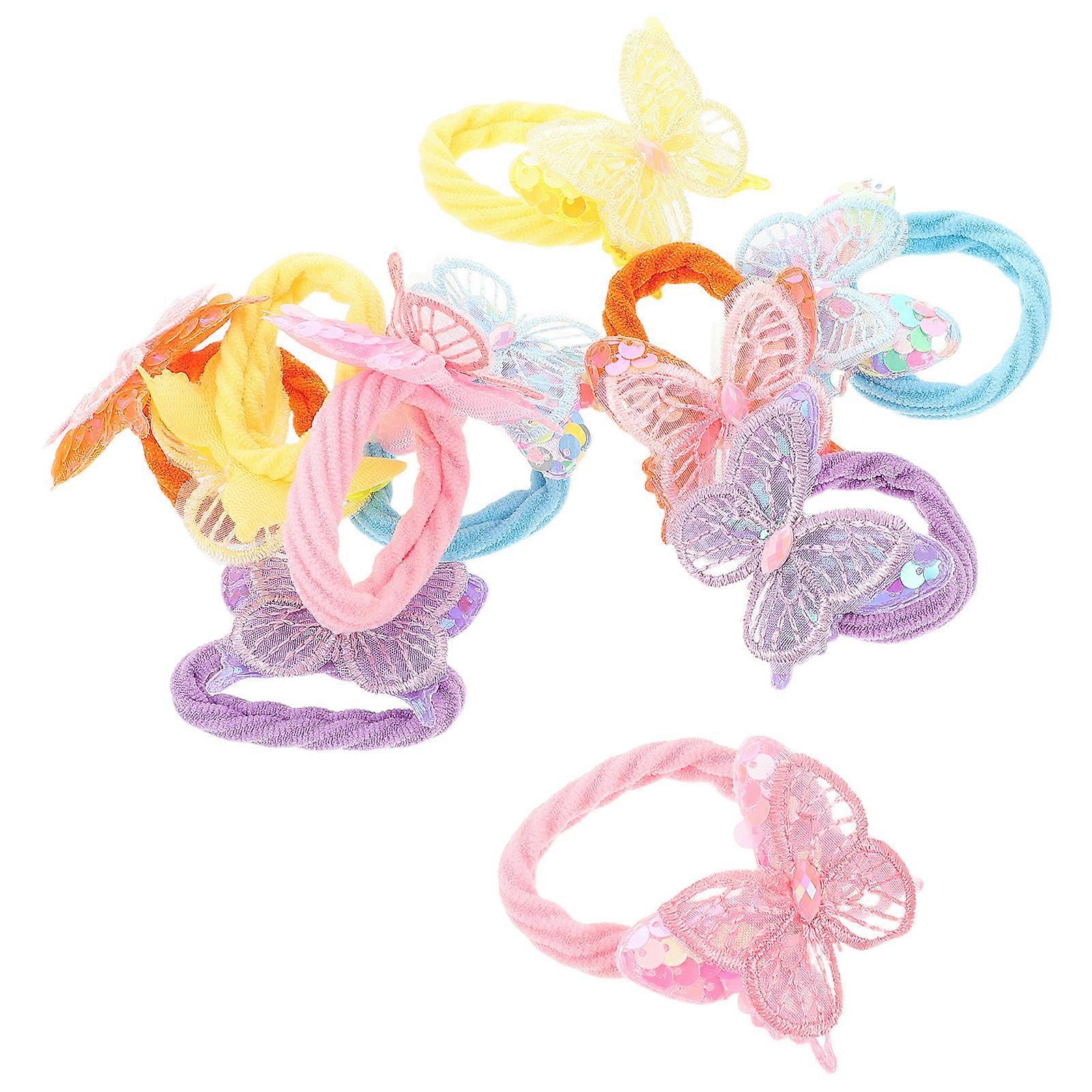 Sequin Butterfly Hair Tie Elastic Bands for Girls 50Pcs Multi Color