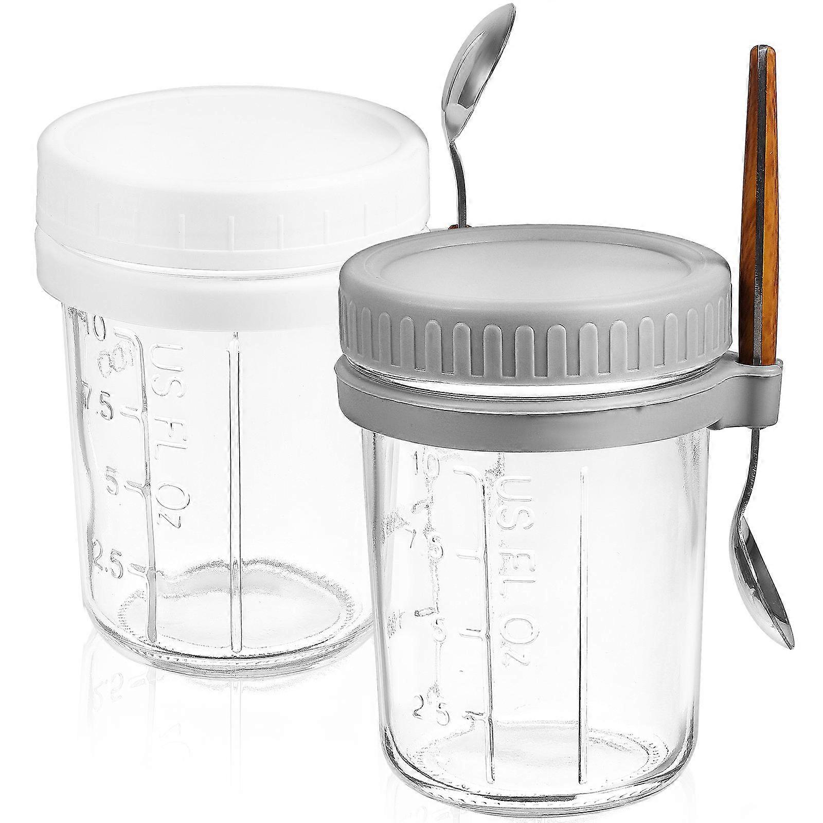 Overnight Oats Containers 4Pcs Glass Jars with Lids and Spoons