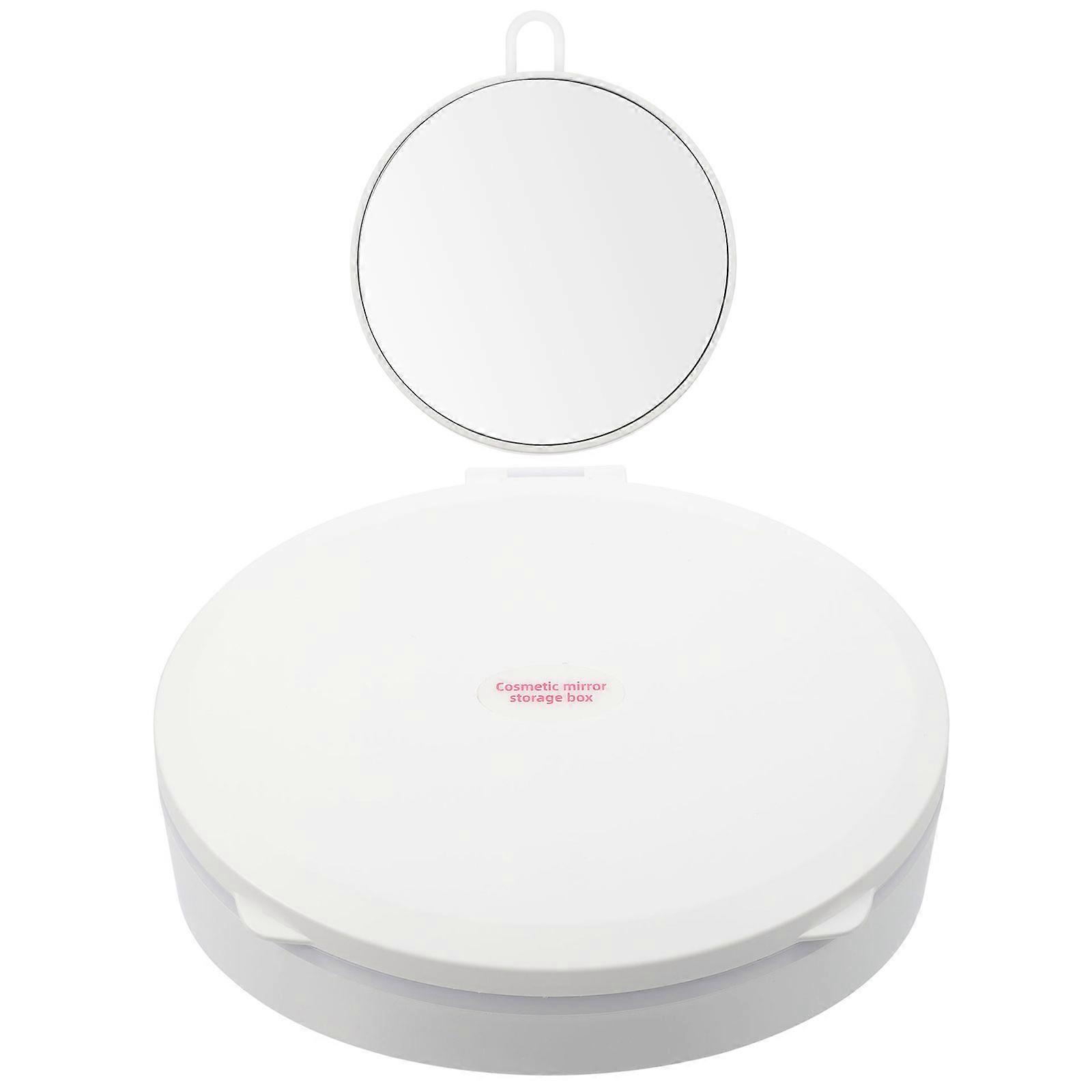 Travel LED Makeup Mirror Cosmetics Storage Box With Built-in Battery For 1Set White