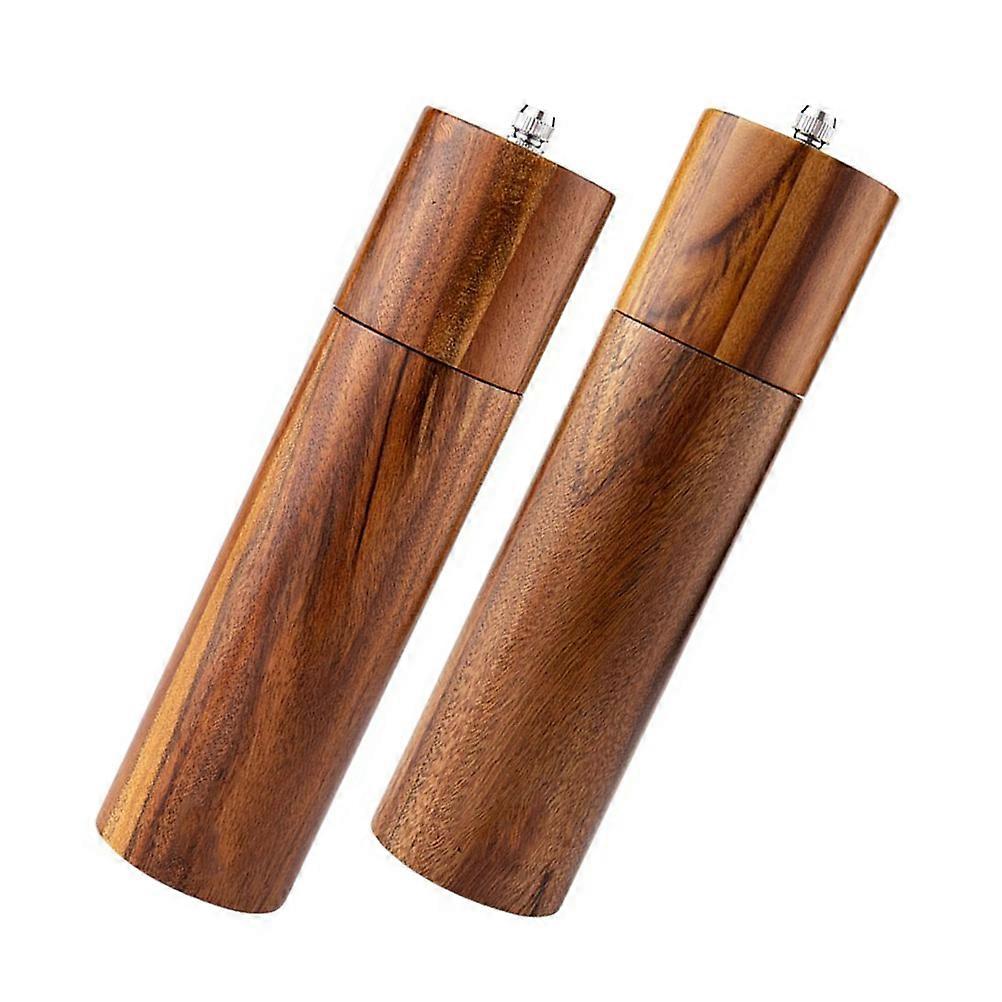 Manual Salt and Pepper Mill Grinder for Kitchen Use 2Sets Light Brown