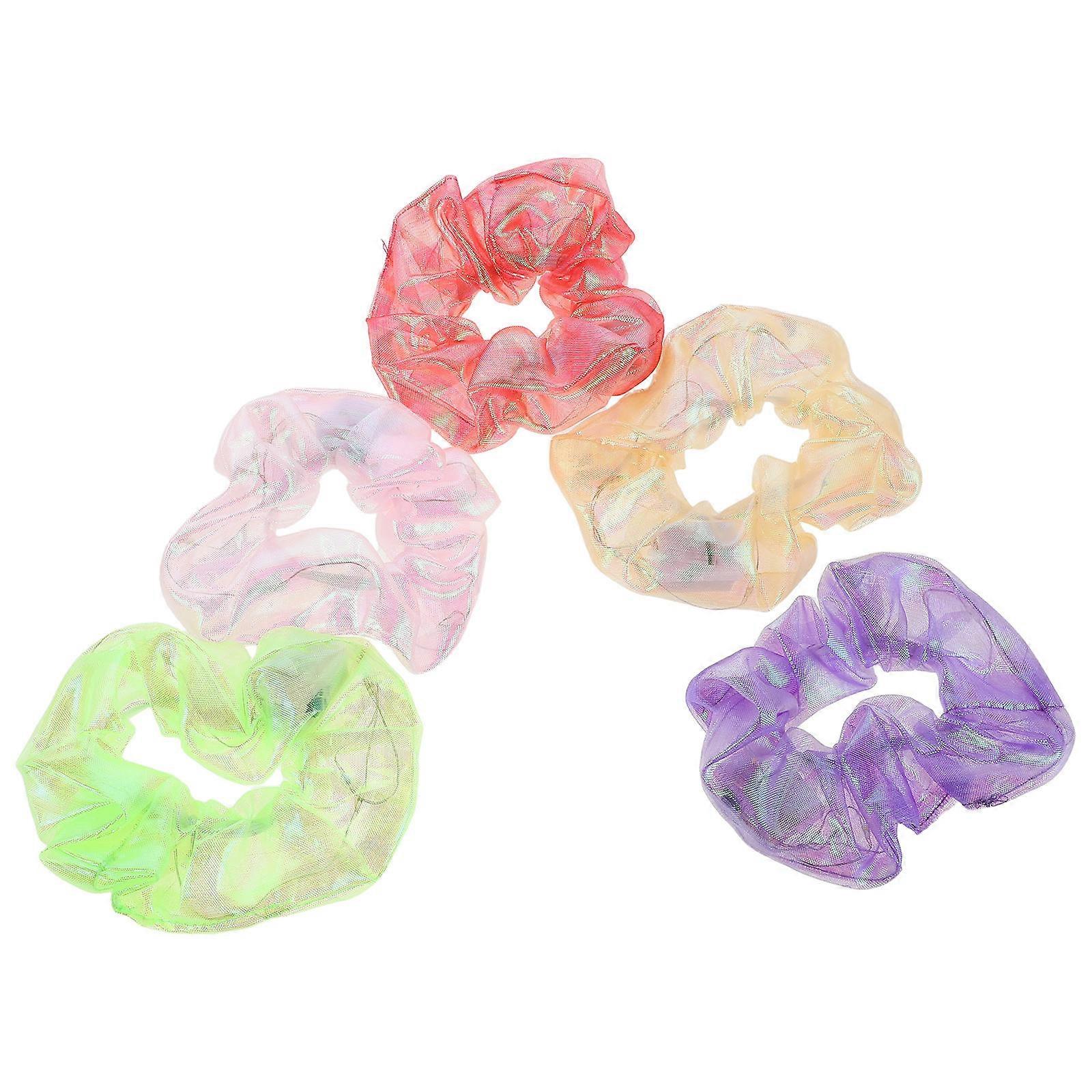 Colorful Glow Scrunchies Designed For Halloween And Themed Parties For Girls And Women Comfortable To Wear With Glowing Features 15 Pcs