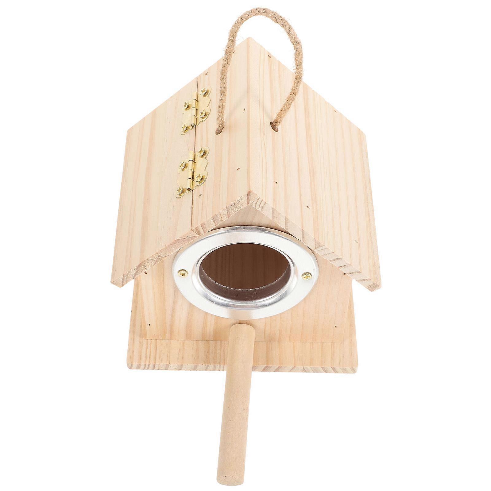 Bird Breeding Box Wooden Parakeet Nest Box for 3Pcs Khaki Set