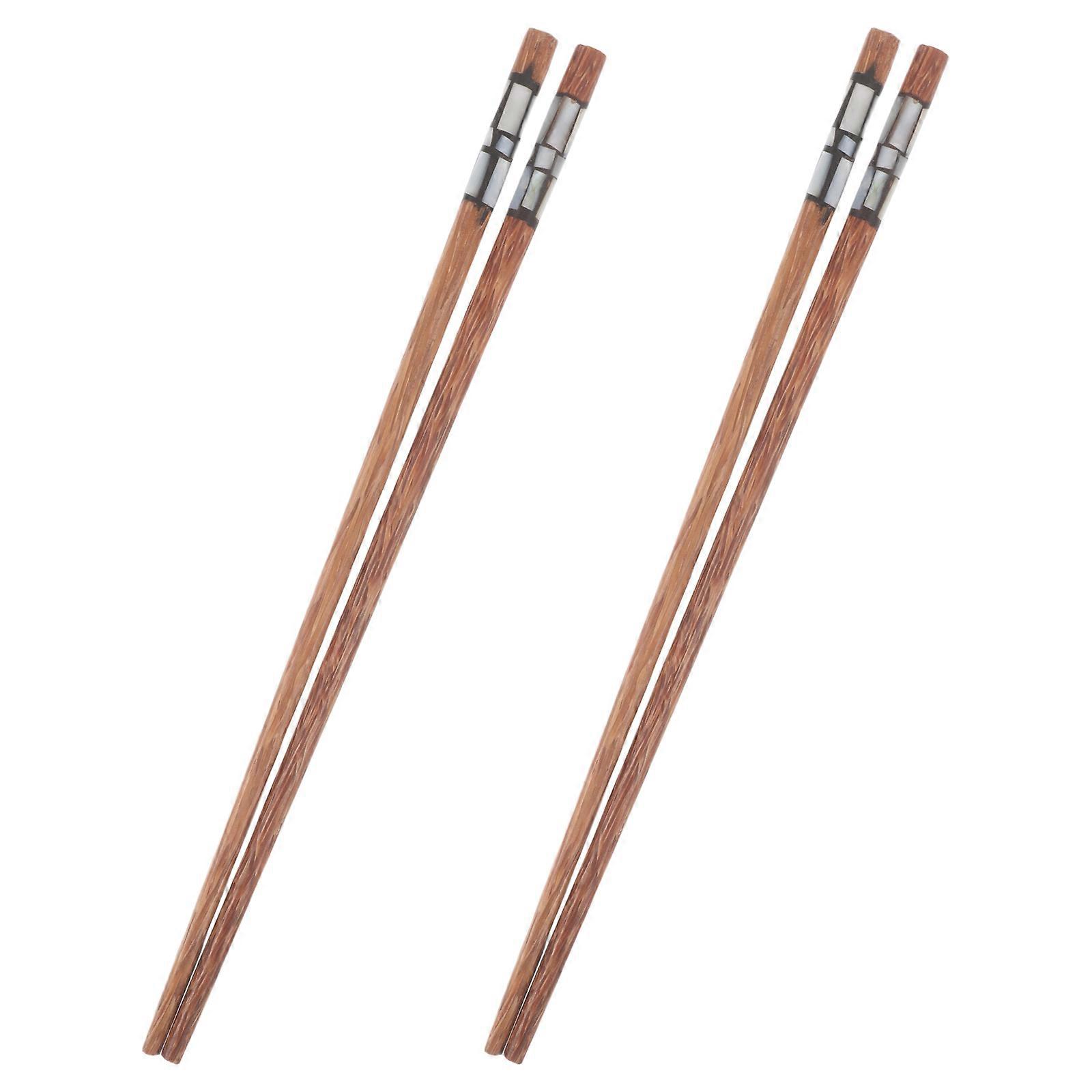 2pairsreusablewoodenchopsticksforkitchennonslipgripbrownsmoothfinish