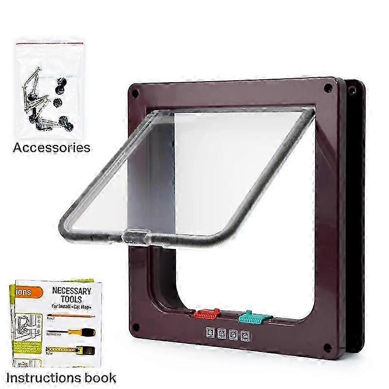 Dog Cat Flap Door With 4 Way Lock Security Flap Door For Dog Cat Kitten Cat Puppy Safety Gate ABS Plastic Small Pet Supplies 2025