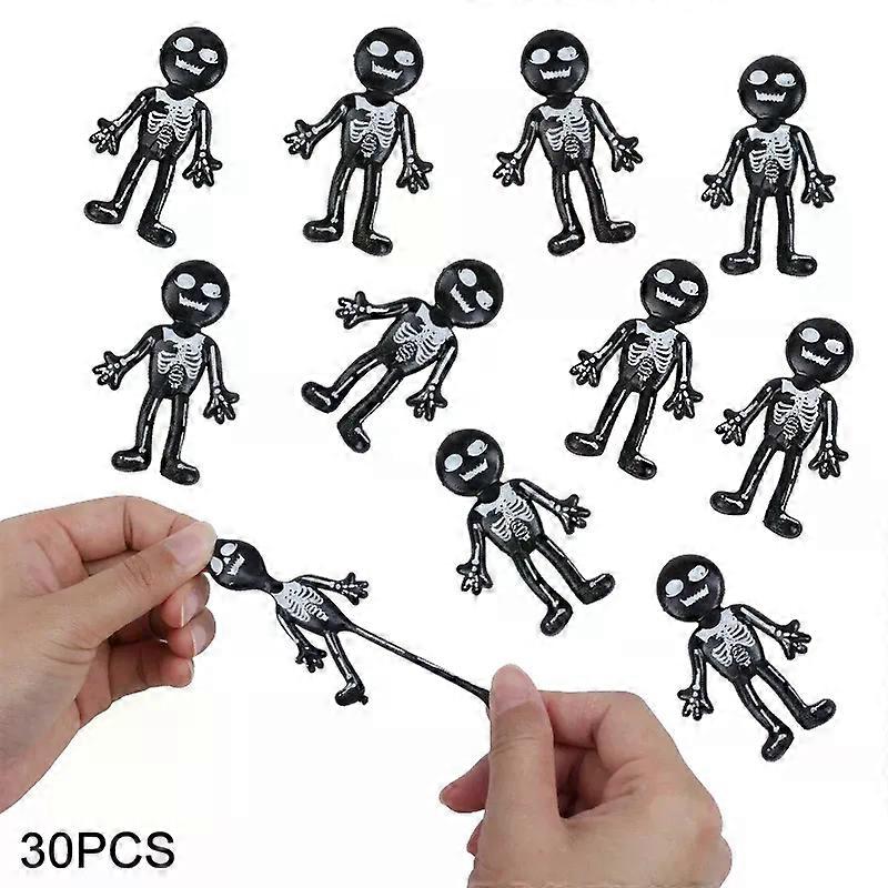unique 10/20/30pcs Halloween Stretchable Skull Skeleton Anti Stress Toy Kids Birthday Party Favors Halloween Trick or Treat Guests Gift