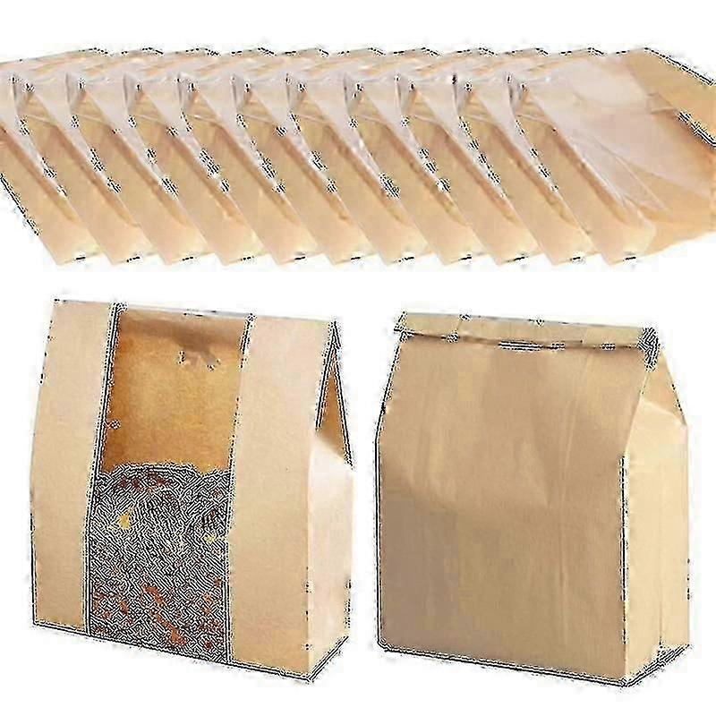 25pcs Bread Bags Paper Bakery Bag With Window For Sourdough Loaf