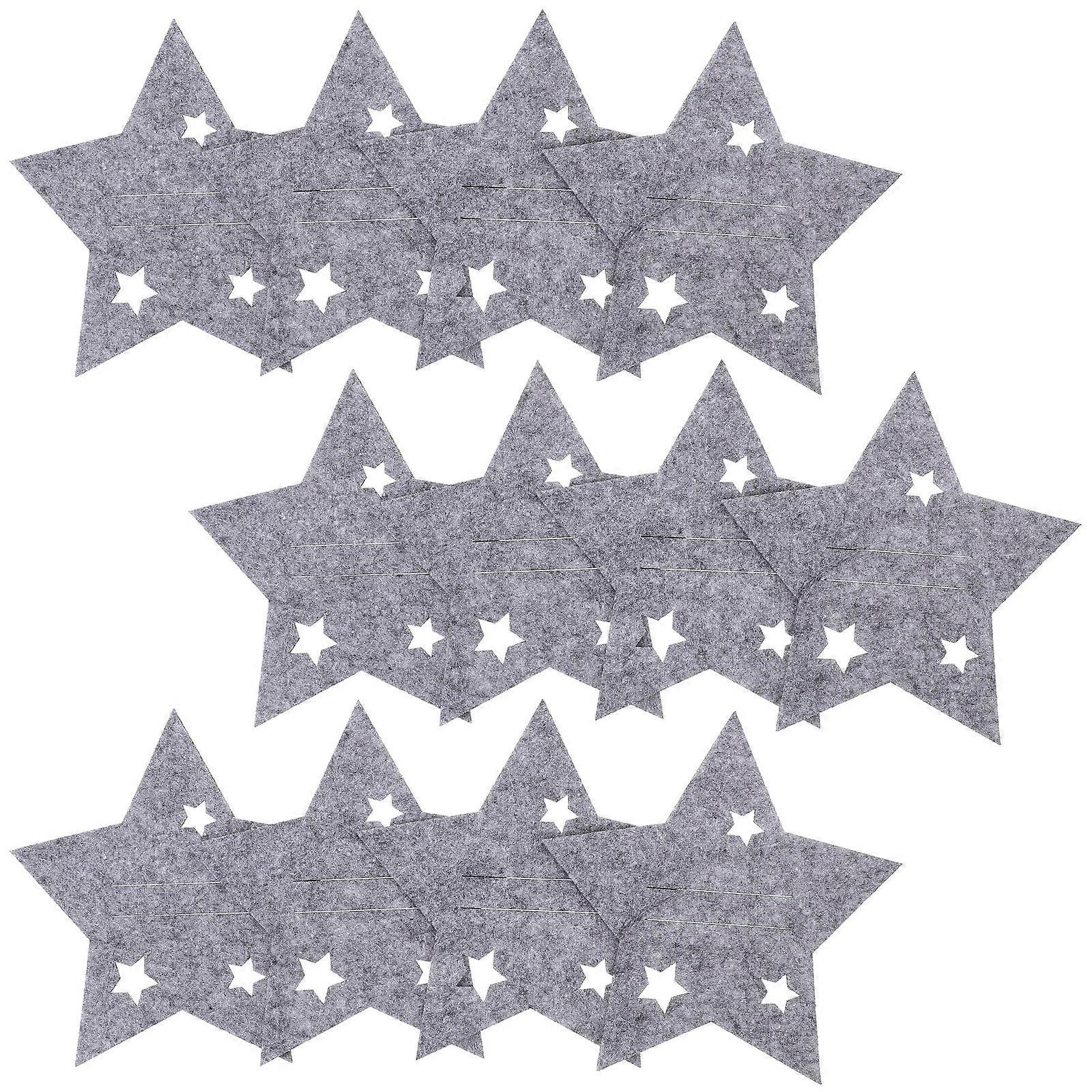 Christmas Silverware Bags Cutlery Storage Tableware 15X15CM Star Shape Grey 24Pcs