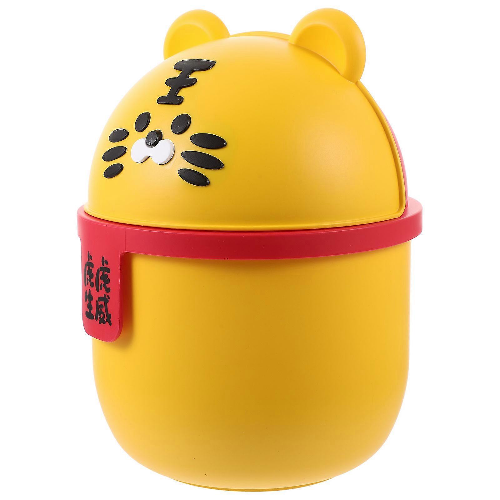 Cute Trash Can Mini Trash Bin for Storage Use 2Pcs Desktop Yellow Container