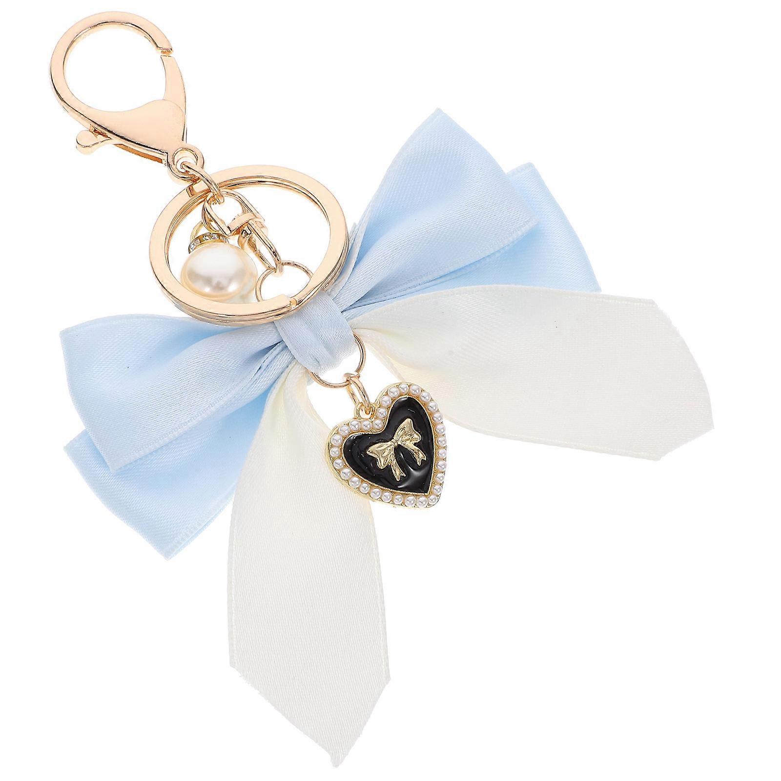 Cute Bowknot Key Chain Faux Pearl for Key Use 3Pcs Durable Metal Material