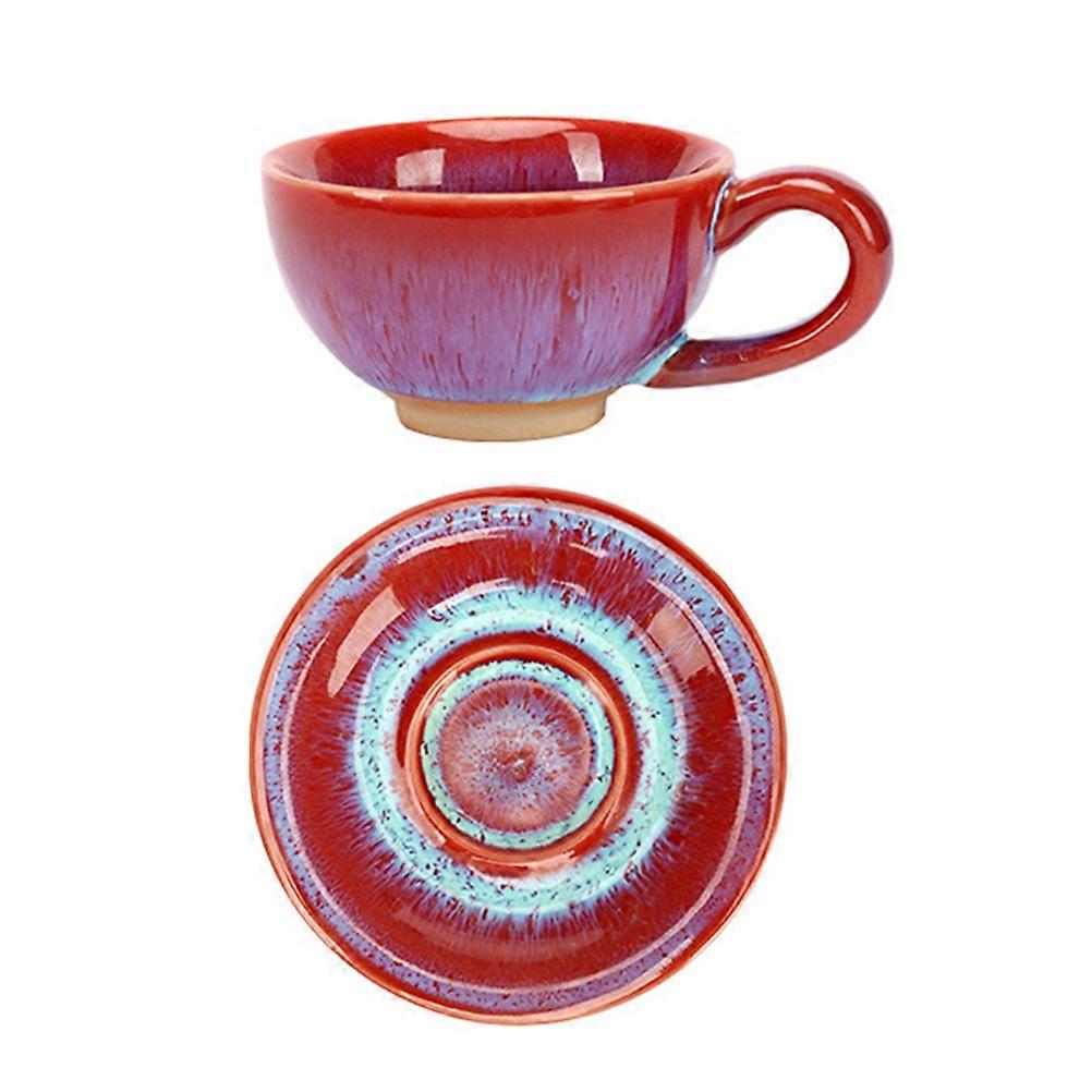 Red Ceramic Coffee Cup for Beverage Serving 2Sets European Style Coffee Mug