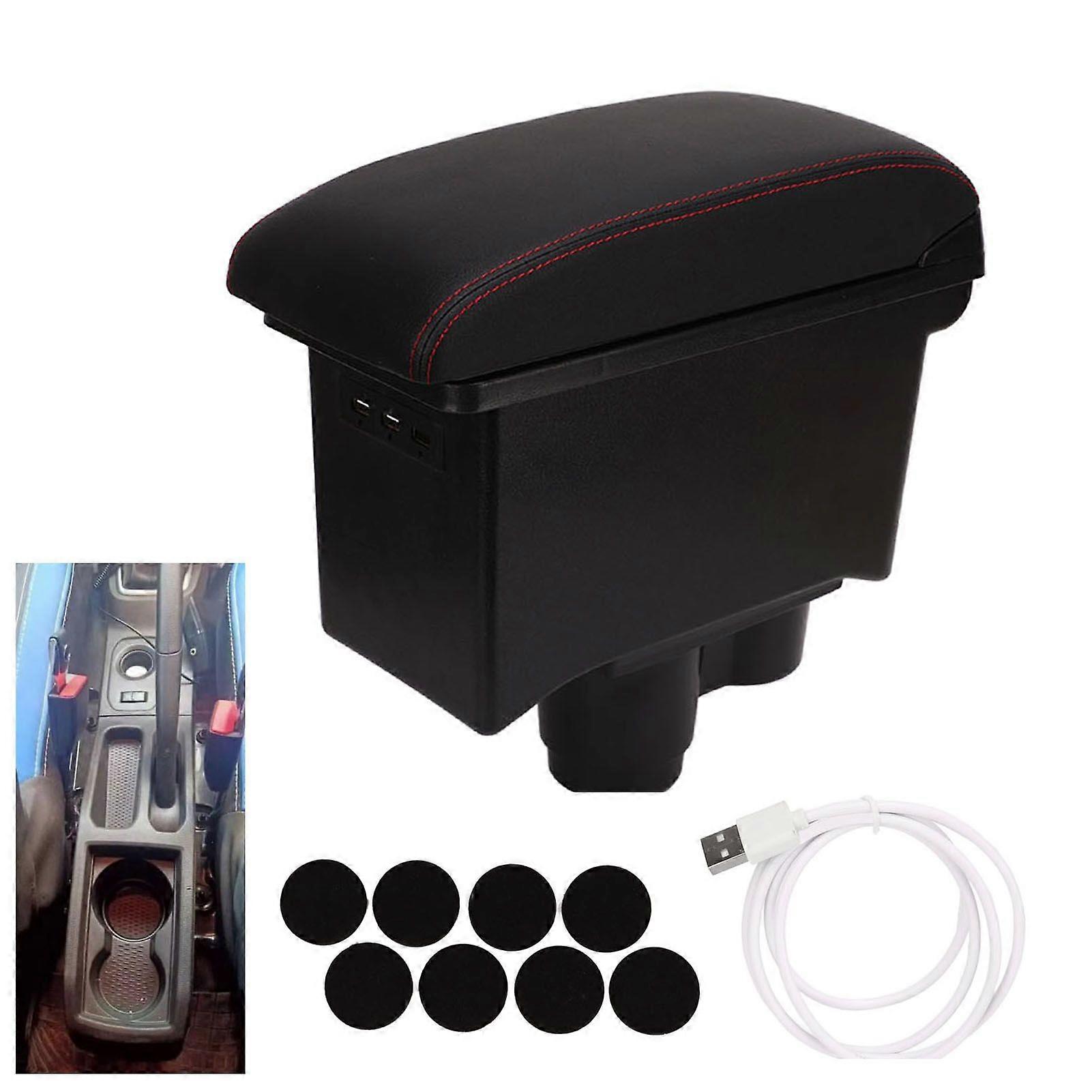 Center Console Armrest Box with 3 USB Ports Double Layer Storage Artificial Leather for Duster 20192022