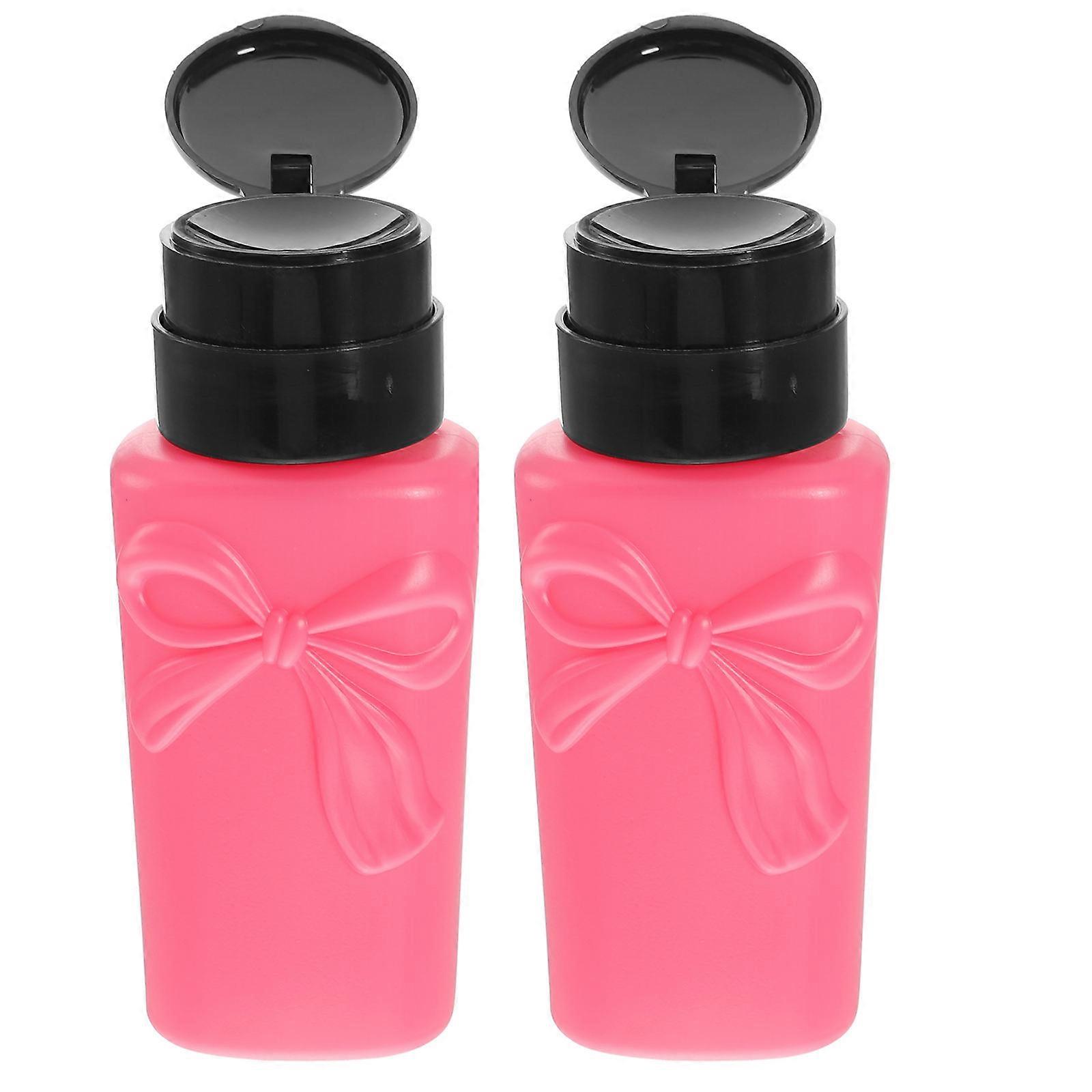 Push Down Pump Nail Polish Remover Dispenser for Manicure 2Pcs Pink