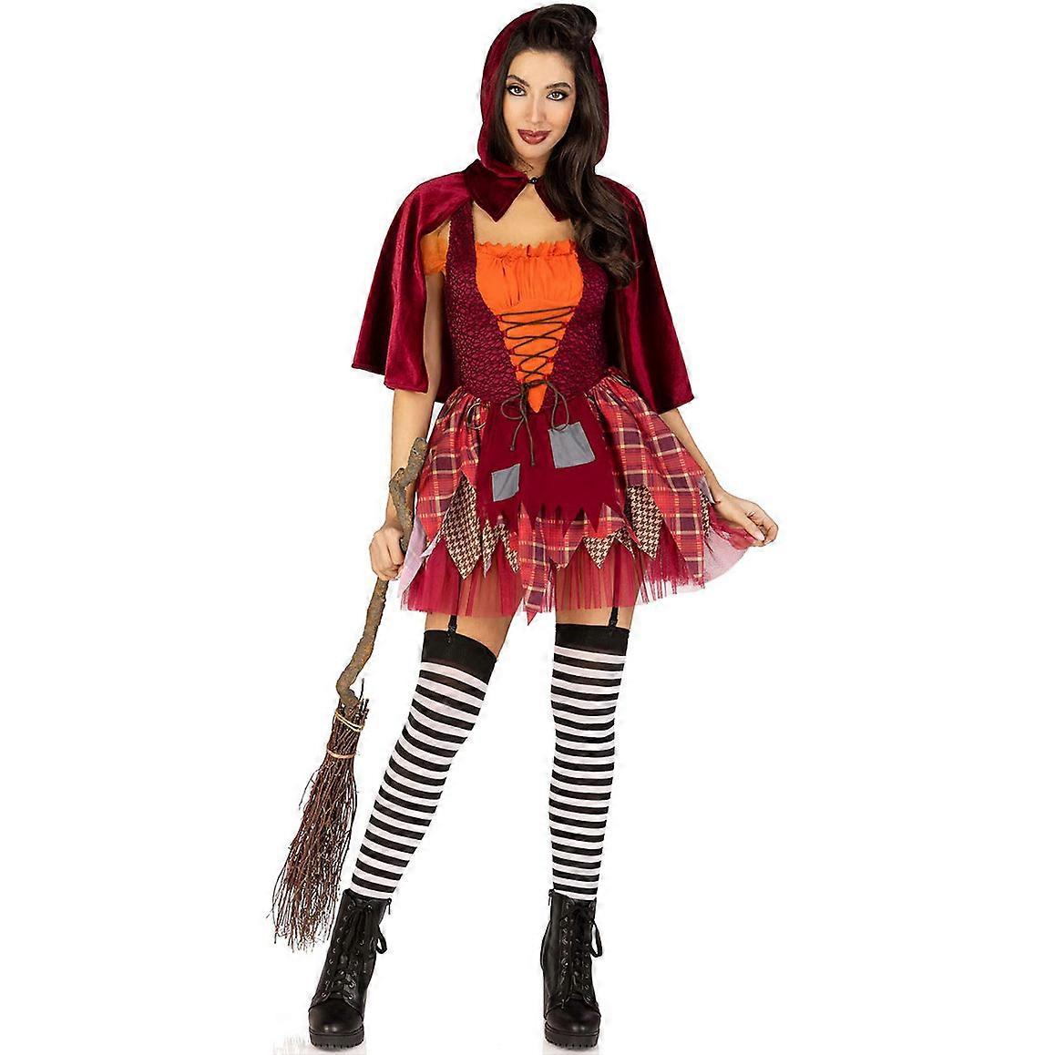 Little Red Riding Hood COS costume evil witch shawl cloak patch skirt