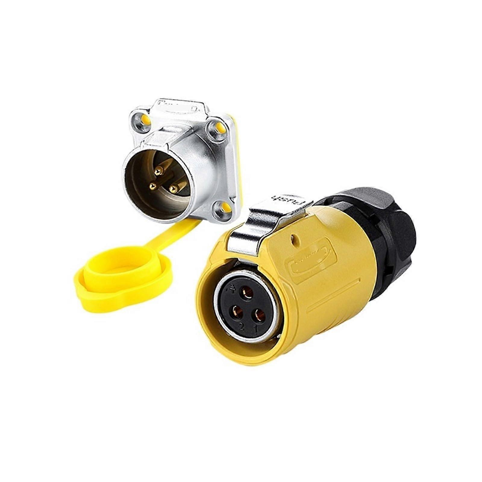 Waterproof Aviation Plug Socket 3Pin Yellow IP68 Flange Reverse Installation 5V