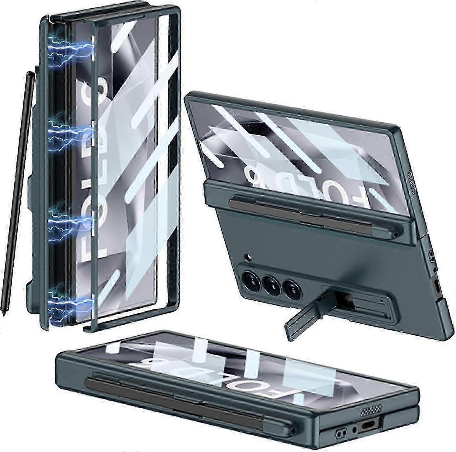 For Samsung Galaxy Z Fold 6 Case with S Pen Slot & Magnetic Hinge Protector, Z Fold 6 Kickstand All-Inclusive Case with Screen Protector 26s