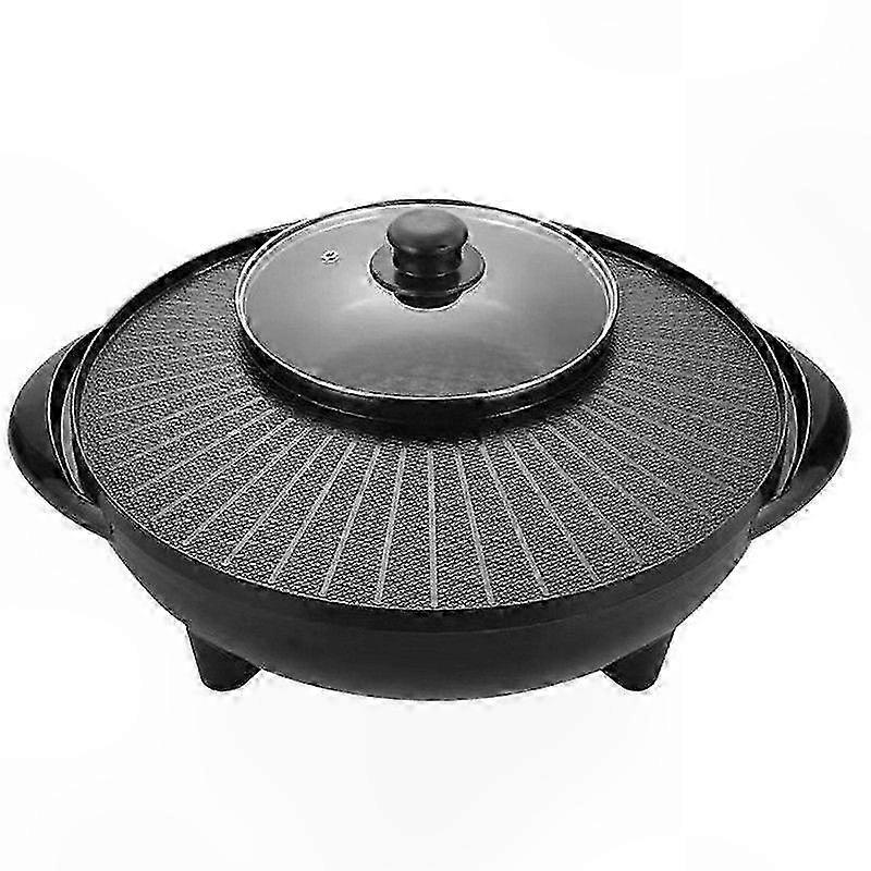 Kannettava 2-in-1 sähkögrilli ja kuumavesipannu sisä- ja perhekäyttöön sekä ulkokäyttöön tarkoitettu monitoiminen keittoastia, pyöreä muotoilu