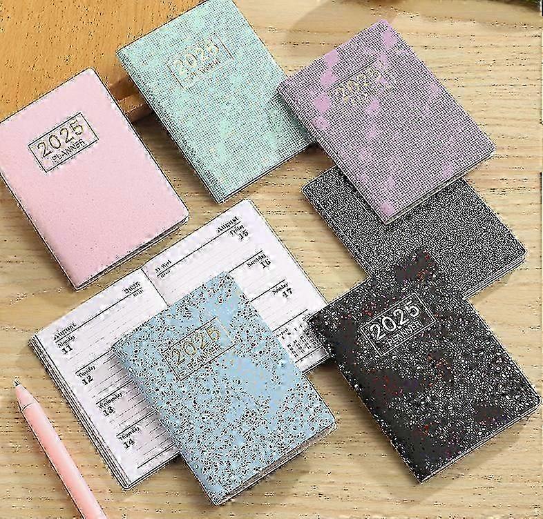 Mini Notebook 2025, A7 Planner Notebook PU Leather, for Academic Journal Diary 25-26