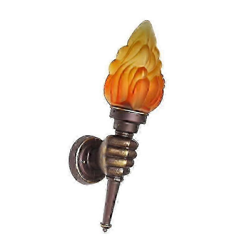 Vintage Wall Scone Light With Flame | Retro Simplicity Brass&Black Hand Torch