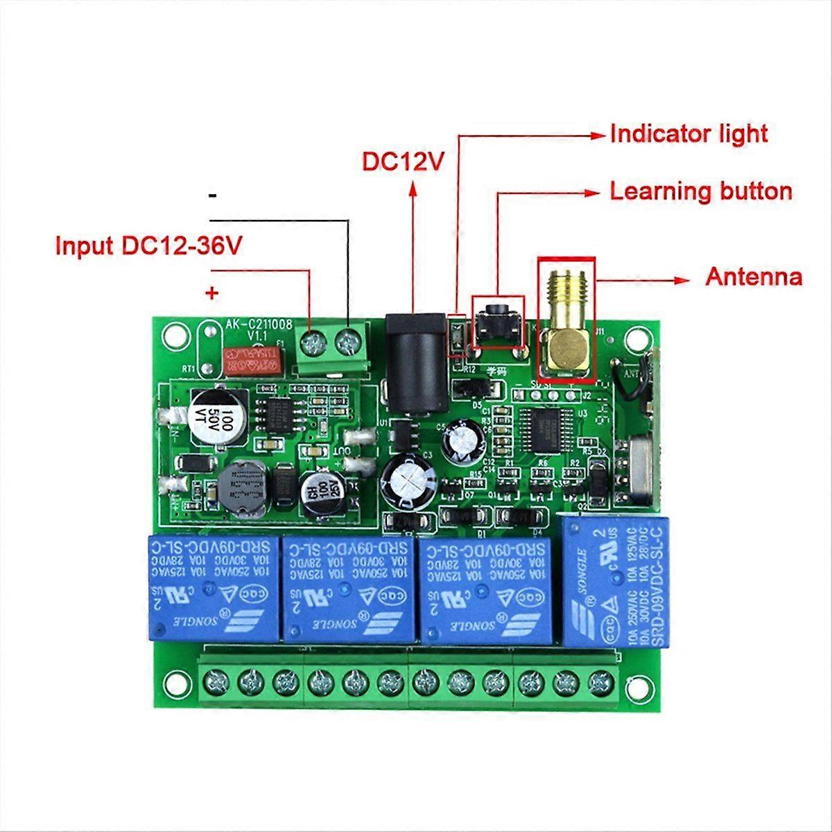Remote Control Switch Receiver+4CH Transmitter,1 Receiver 2 Remote