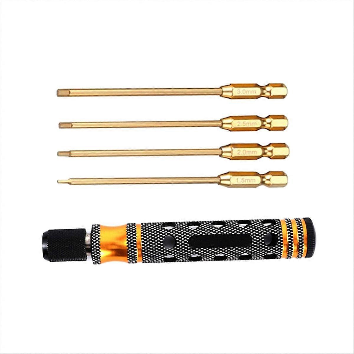 Hexagon Screwdriver Set 1.5,2.0,2.5, 3.0mm Quick Change Hex Key, Gold