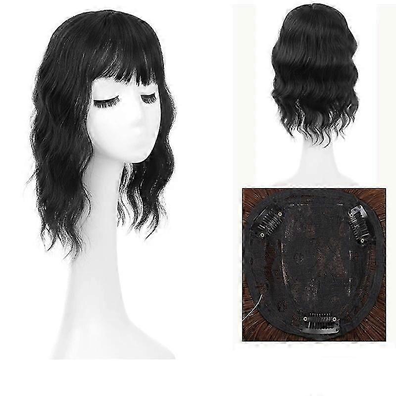 Wig Piece Women Natural Head Fluffy Water Ripple Curly Hair Increase Hair Volume Invisible Traceless Forehead Covering Gray Hair Bangs
