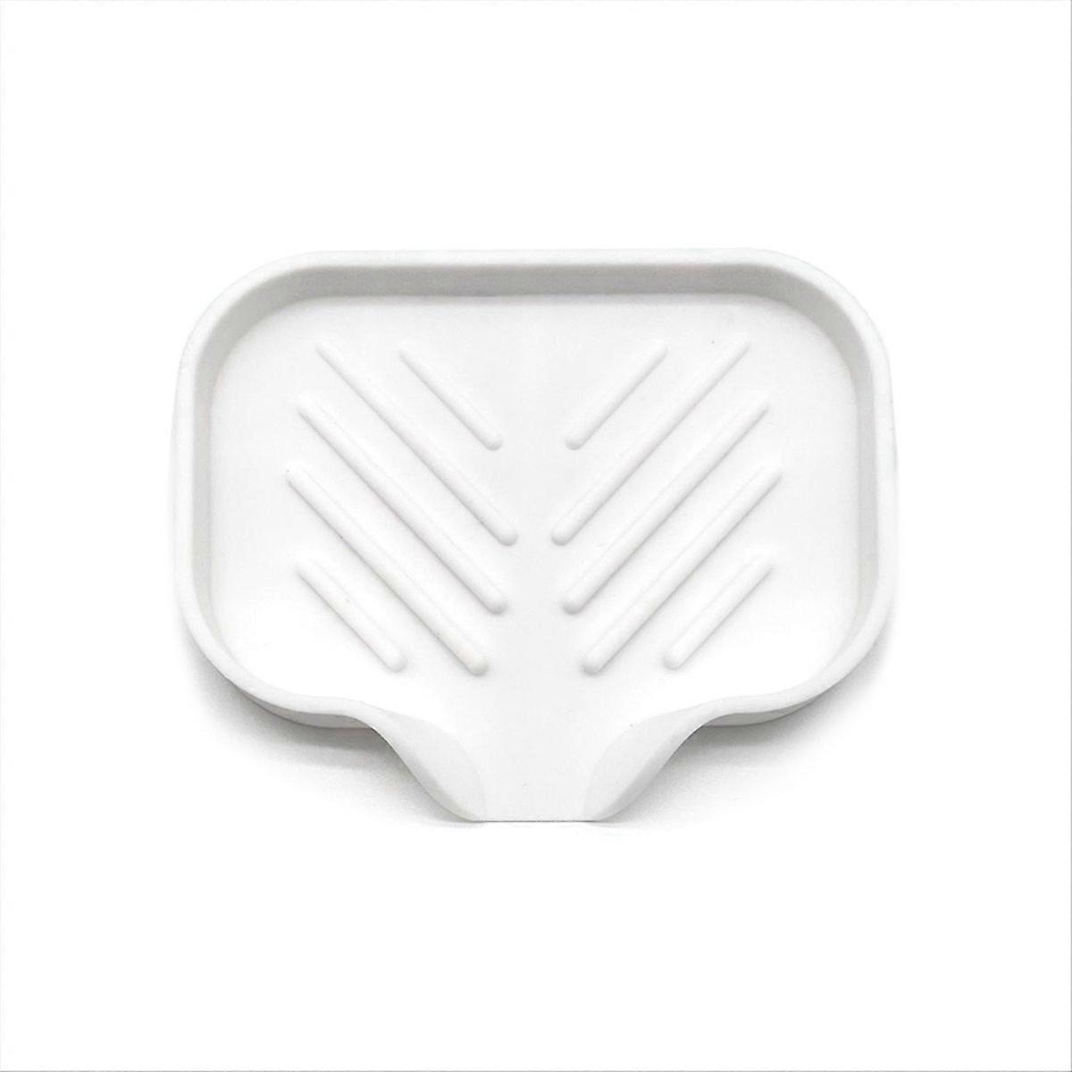 Self Draining Soap Bar Holder Silicone Kitchen Sink Soap Dish Tray Counter Organizer S White