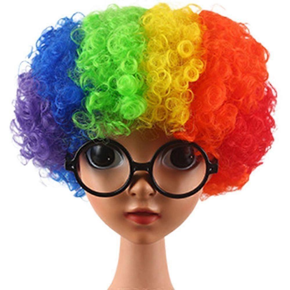 Synthetic Wigs Afro Curly Clown Wigs Rainbow Halloween Cosplay Hairs Christmas