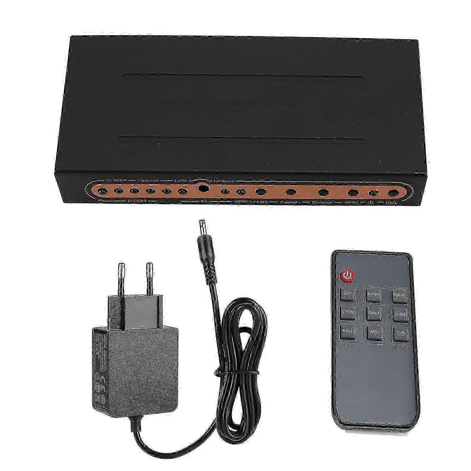 HD Multimedia Interface Embedded 5.1CH 4K Support ARC Function Digital Fiber Optic Splitter Extractor 100‑240V