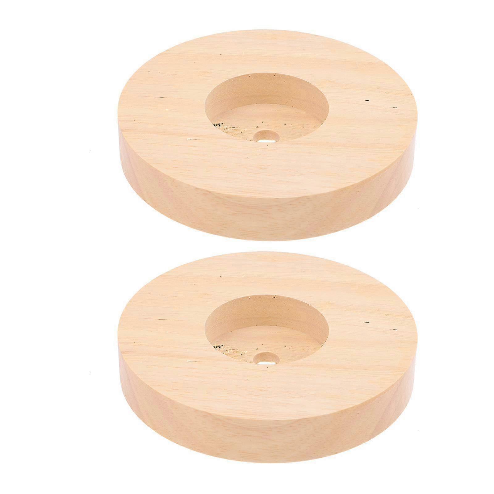 2pcs Wooden Lamp Base Round Solid Wood Light Stand Base Table Lamp Accessory