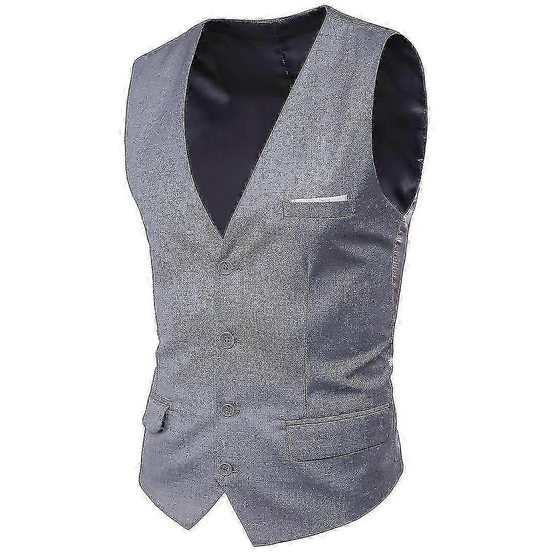 Solid color vest for men plus size single breasted business waistcoat