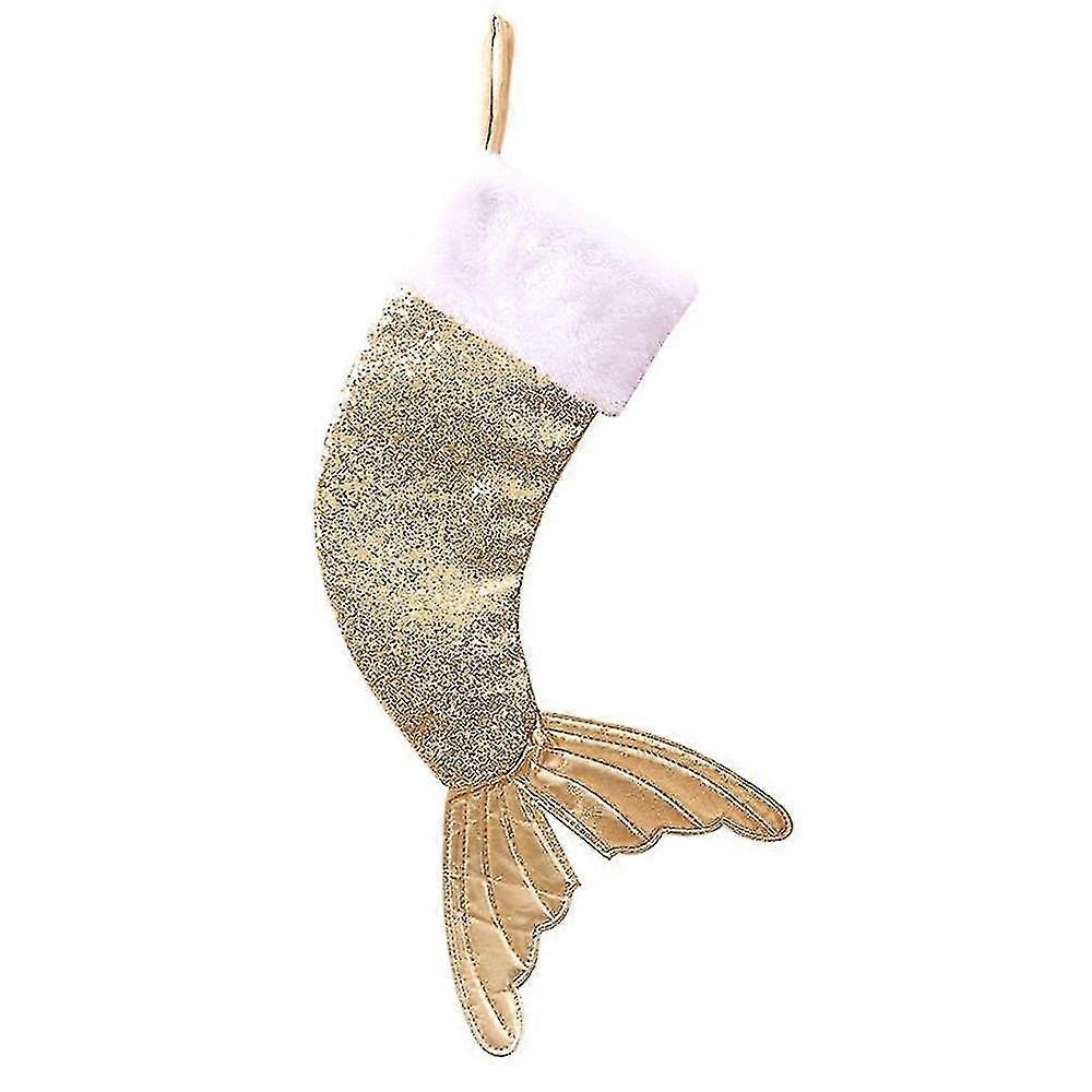 Christmas Decorations,sequin Fishtail Christmas Stocking Garter Decoration Christmas Decoration Christmas Stocking1pcs-gold