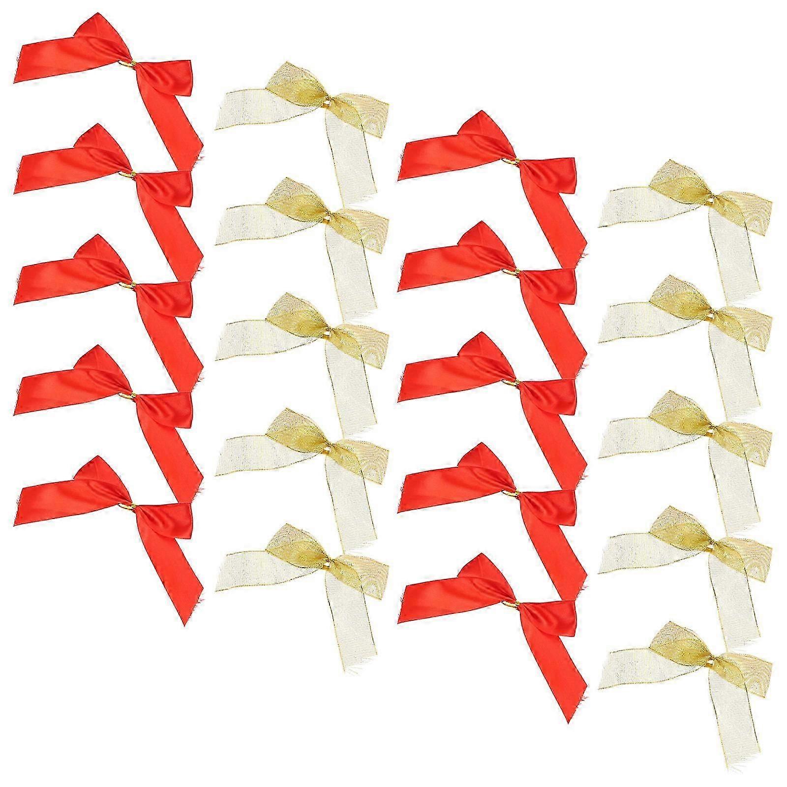 Red Christmas Decorations Bowknots for Decoration 50Pcs Ribbon Bows