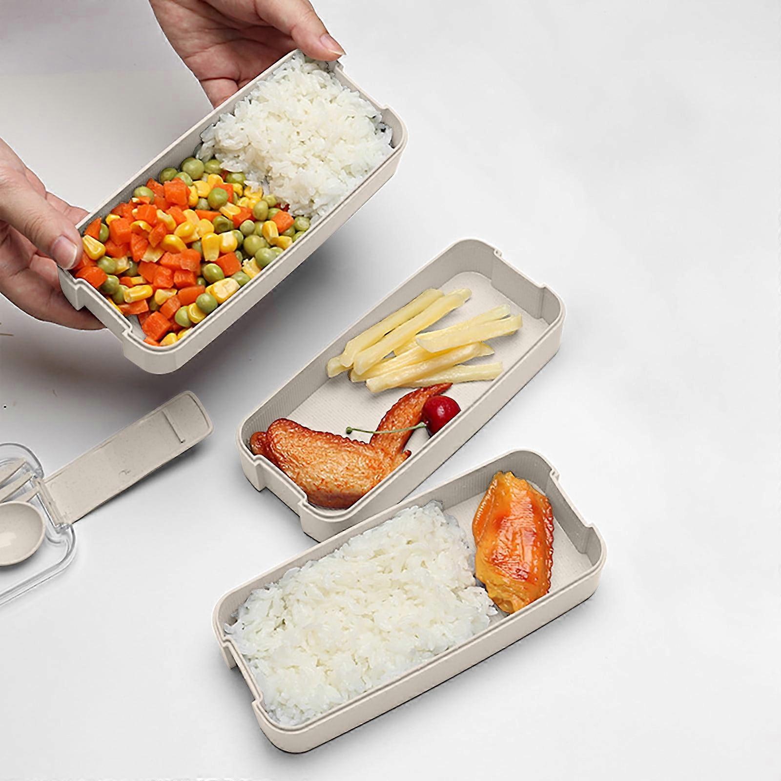 Tarmeek Stackable Bento Box 3-in-1 Compartment, Leakproof Eco-Friendly Lunch Container with Spoon & Fork, compatible with meal prep