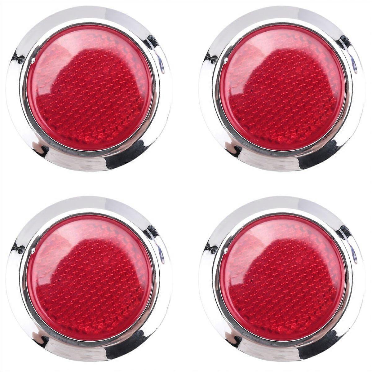  4 Pcs Auto Car Plastic Round Reflective Reflector Sticker Red
