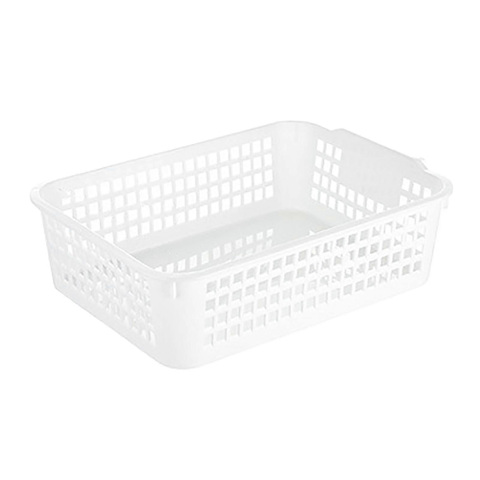 Desktop Storage Basket Space Saving Handle Rectangular Stackable Hollow Storage Basket Bin for