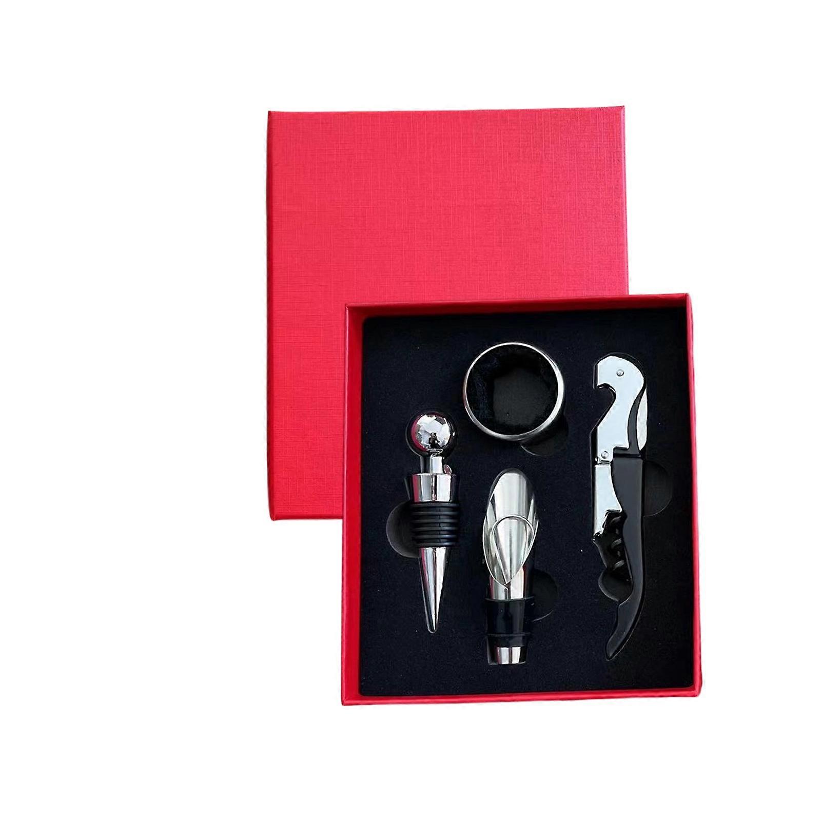 Stainless Steels Bottle Opener and Vacuum Stoppers Wine Pourer Wine Opener Tool Set Corkscrew Wine Opener with Case Multicolor