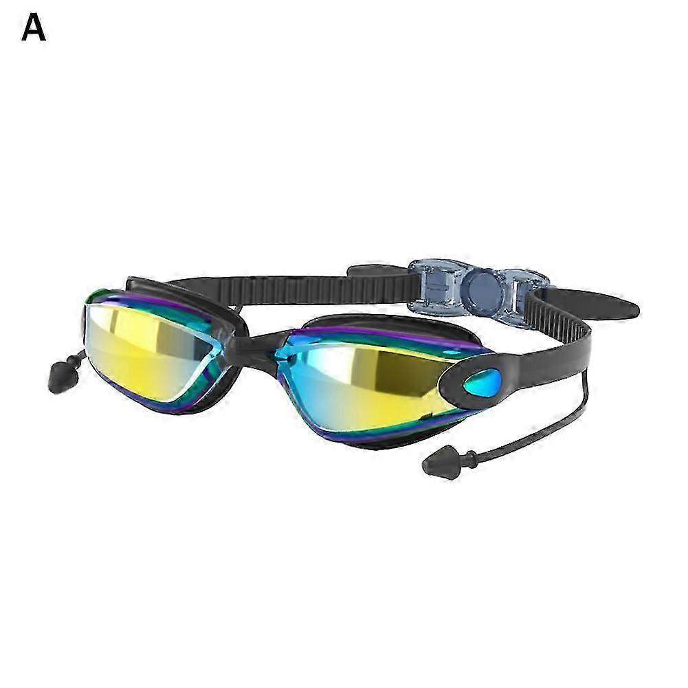Cujmh Anti-Fog Swimming Goggles Set, PU+ABS Adjustable Goggles with Nose Clip and Earplugs for Adults & Kids, 1 Set