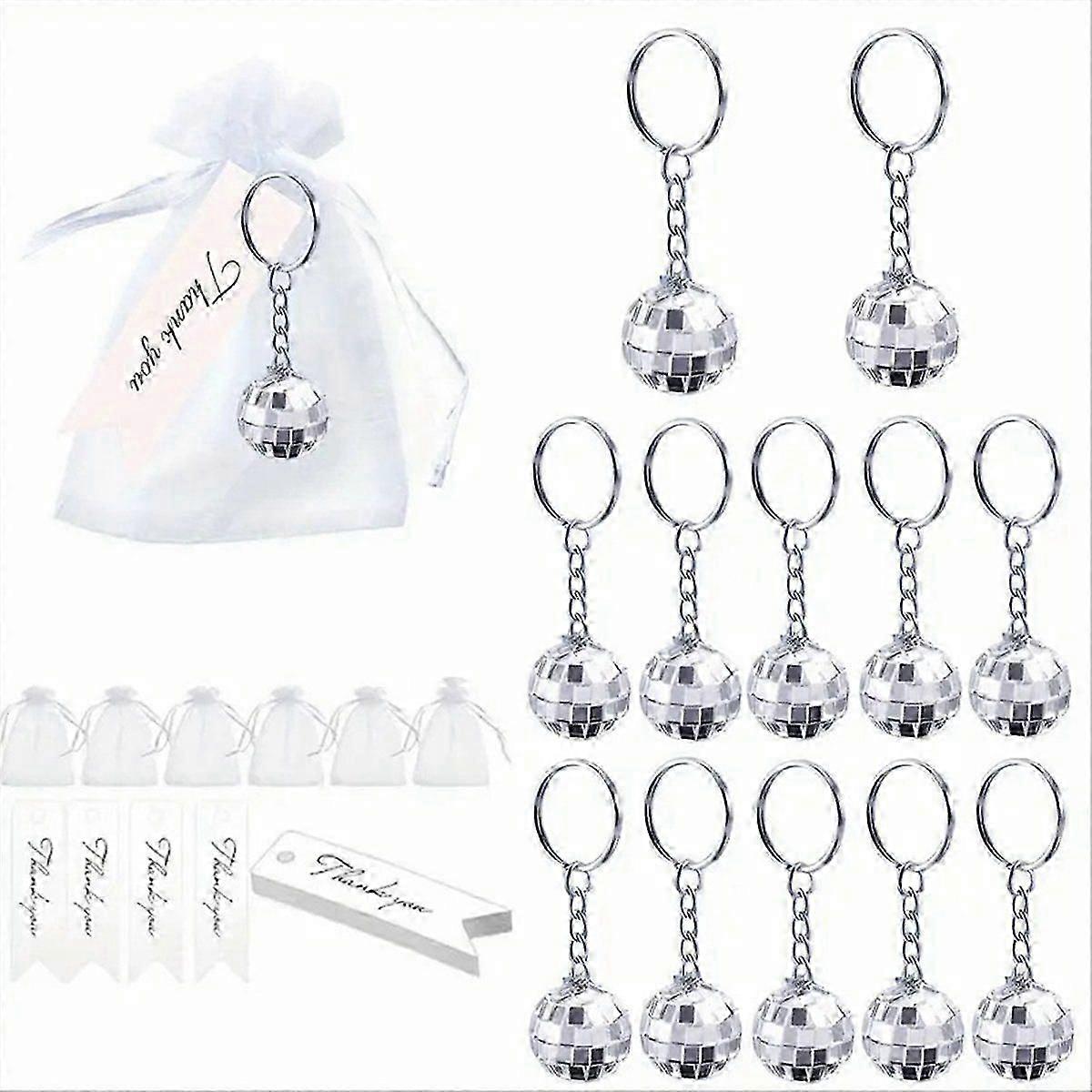 12 disco ball keychains with organza drawstring bags [D]