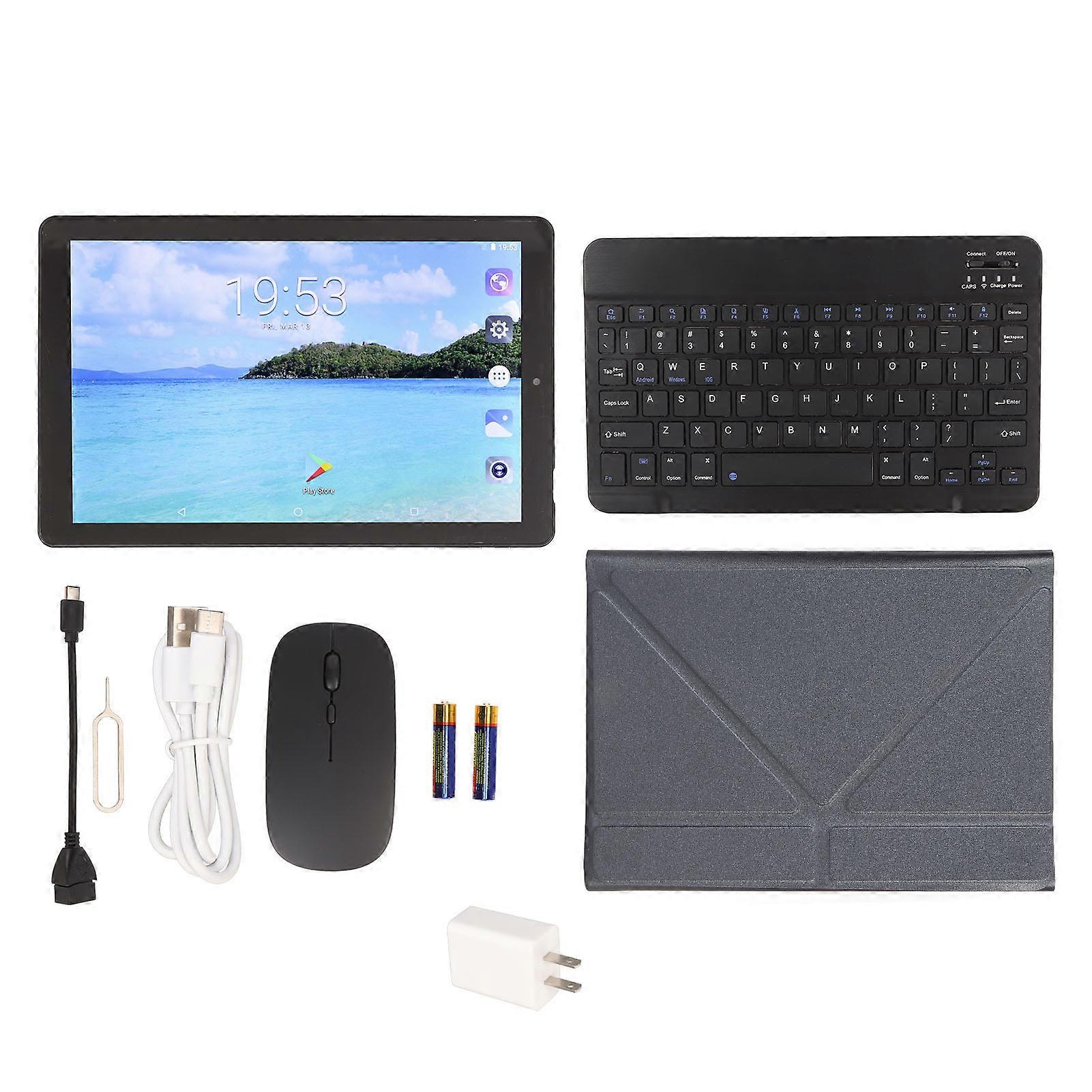 10.1 Inch 2 in 1 Tablet 5G WiFi Android 11.0 4GB RAM 64GB ROM GPS FM with Keyboard Mouse Black