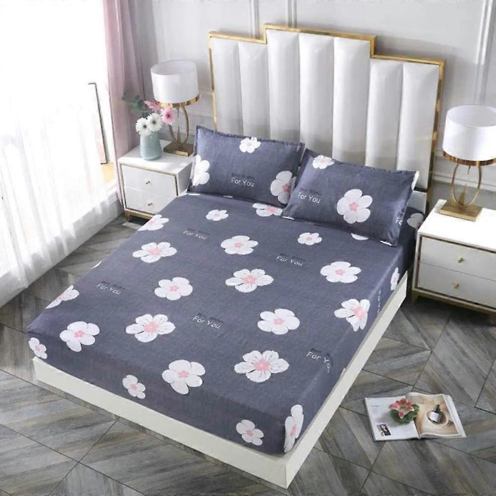 Fitted Sheet and Pillowcase Set with Elastic Lattice Stripe Print 17 Colors 922cm Mattress Cover Ref: 8868