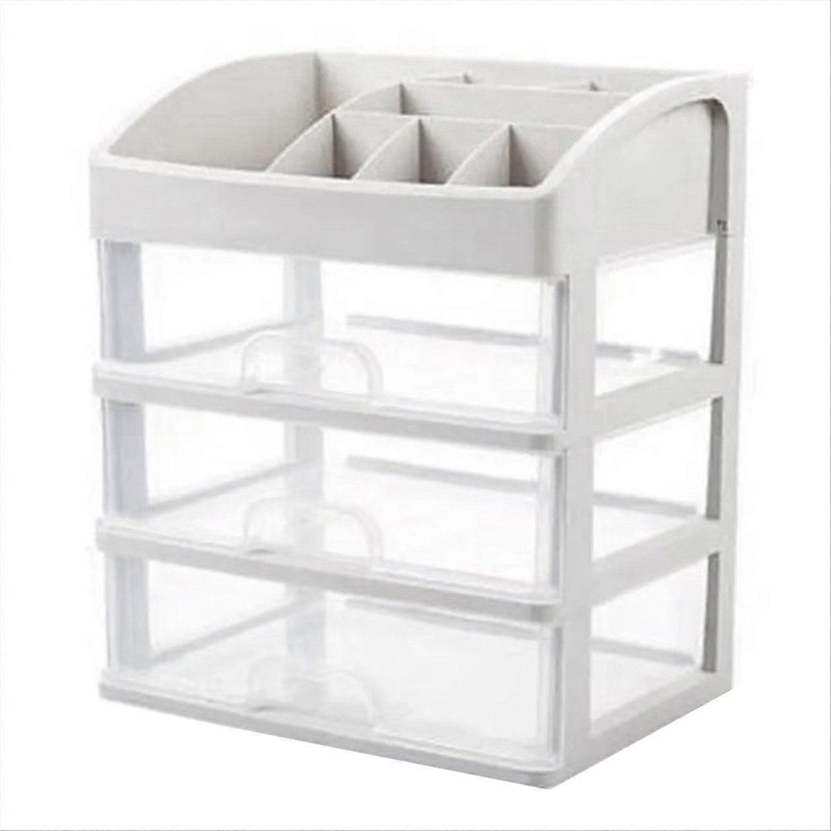 1pc Transparent Plastic Four Layer Three Drawer Desktop Style Cosmetic Storage Box Dressing Table Rack
