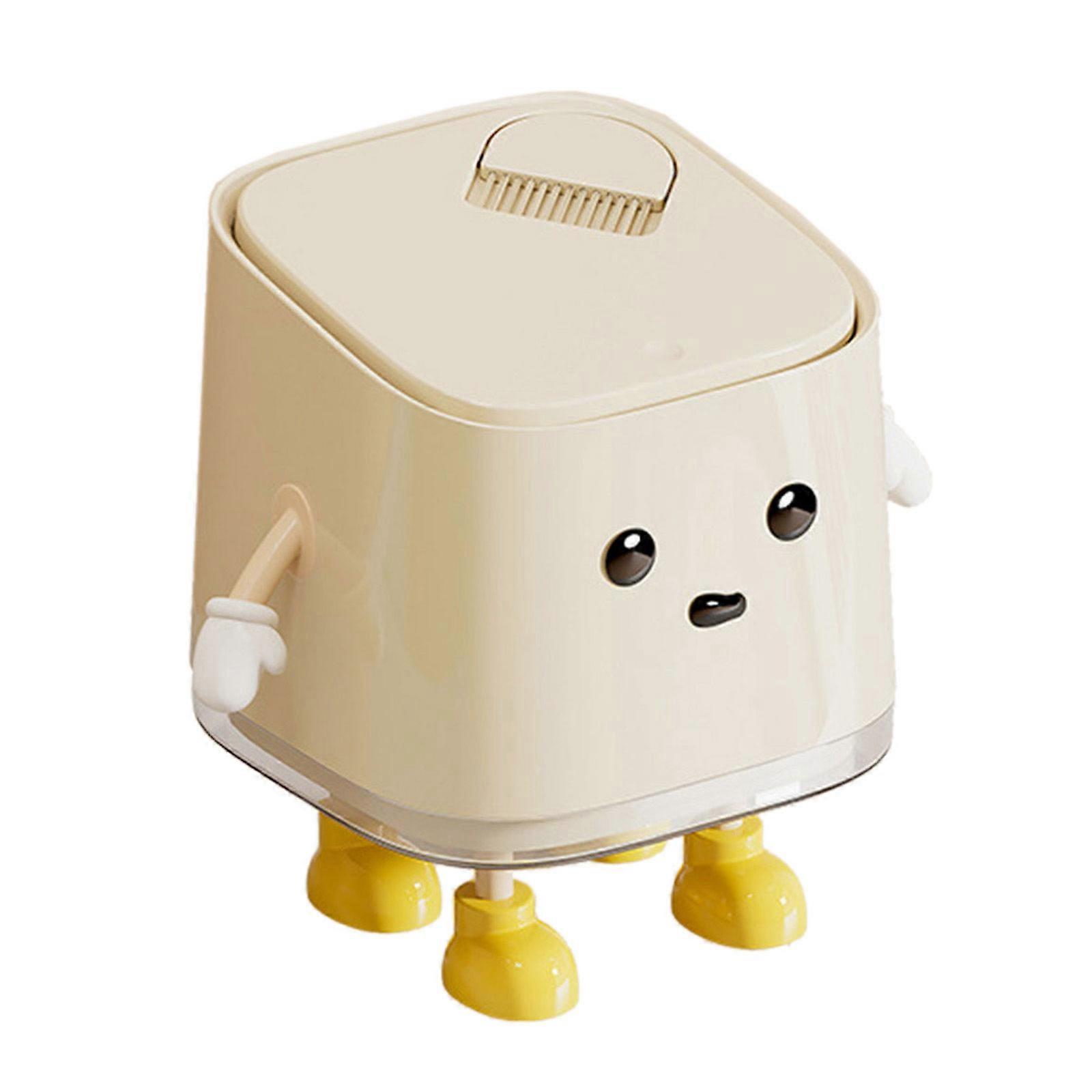 Space Saving Mini Trash Bin for Desk Press to Open Lid Plastic for Home and Office Multicolor