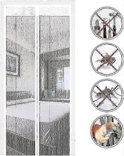 (80x200 cm, White) Magnetic Mosquito Net Automatic Closing Door Curtain Insect Repellent with Magnets Without Drilling