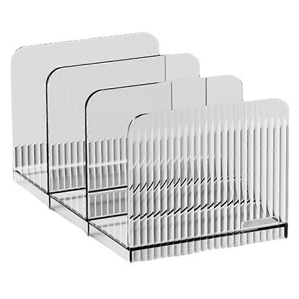 Durable-Compartment Transparent Bookends Reusable Non-Slip Documents Stand Stackable Thicken Desktop Bookshelf Table C