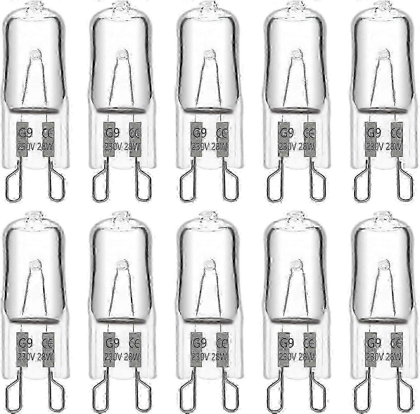 10 Pack G9 28W Halogen Bulbs Warm White Dimmable 230V