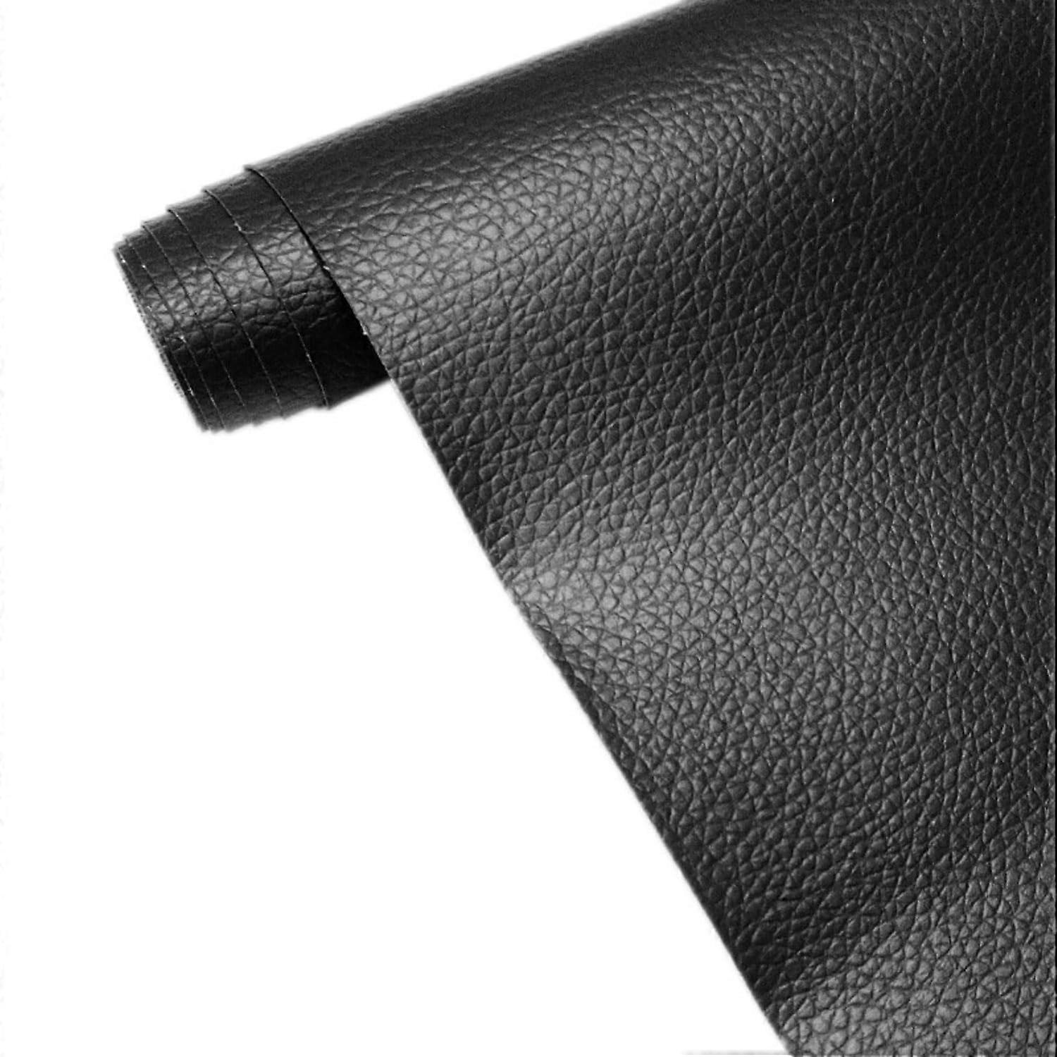 Leather  Patch Tape with Litchi Texture for Car and Motorcycle Seats, Sofa, Armrest, Dashboard, Desk, 8x12in Black