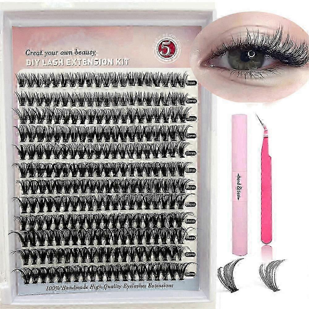 DIY Lash Extension Kit Individual Lashes Cluster D Curl Eyelash Extension +Tools